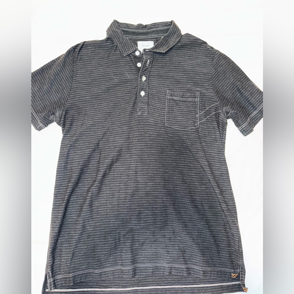Billy Reid Charcoal Striped Polo Shirt